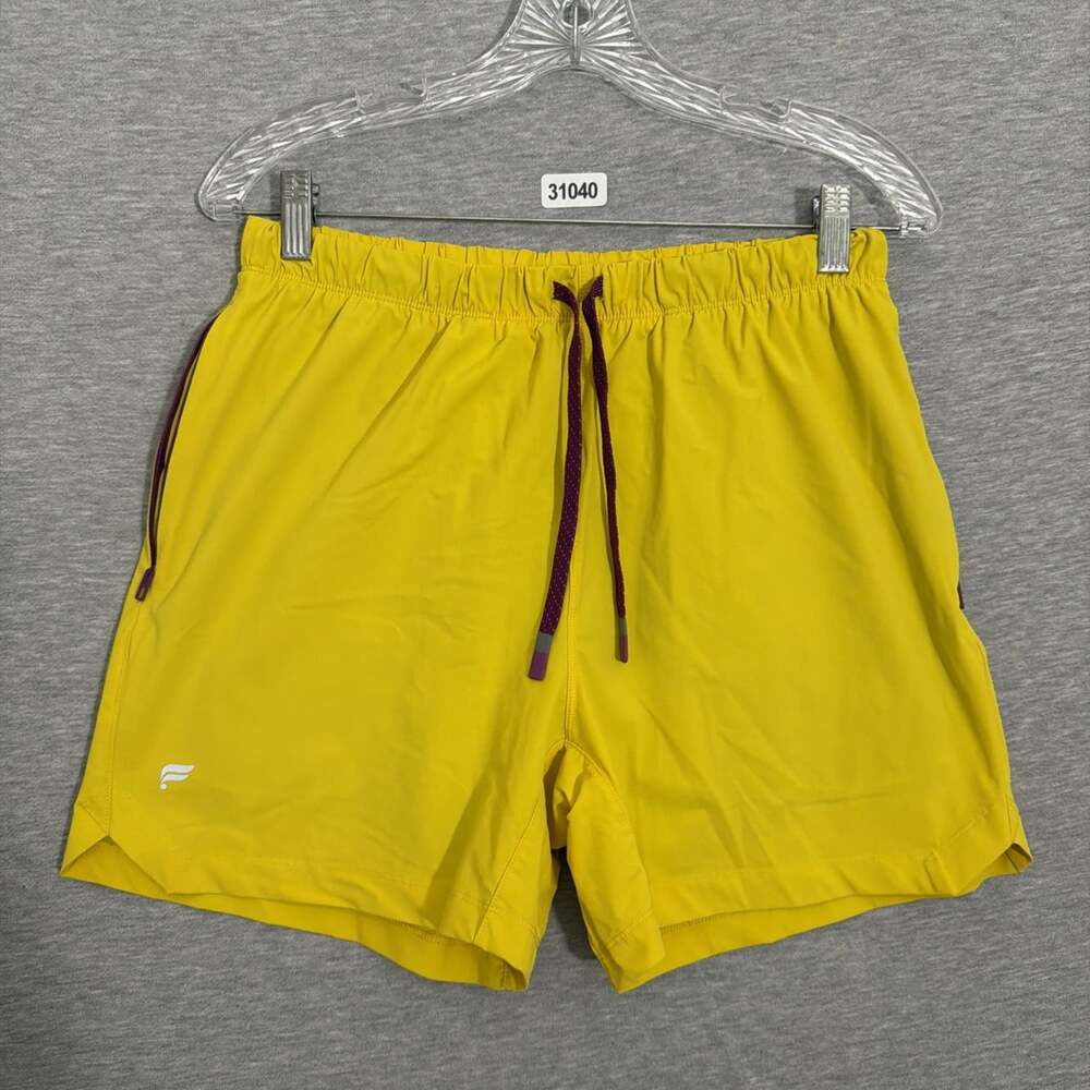 Fabletics Men's Medium Yellow One Shot 5" Inseam Lined Activewear Shorts